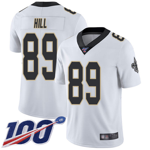 Men New Orleans Saints Limited White Josh Hill Road Jersey NFL Football #89 100th Season Vapor Untouchable Jersey->women nfl jersey->Women Jersey